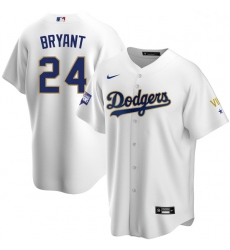 Women Los Angeles Dodgers Kobe Bryant Championship Gold Trim White Limited All Stitched Cool Base Jersey
