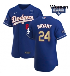 Women Los Angeles Dodgers Kobe Bryant Gold Program Designed Edition Blue Flex Base Stitched Jersey