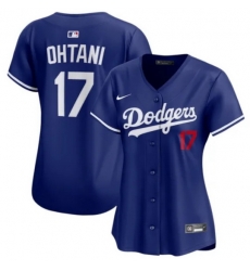 Women Los Angeles Dodgers Shohei Ohtani #17 Blue  Home Flex Base Stitched Jersey