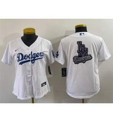 Women Los Angeles Dodgers White Team Big Logo Stitched Jersey  Run Small