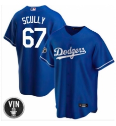 Women Nike Los Angeles Dodgers 67 Vin Scully Blue Cool Base Stitched MLB Jersey