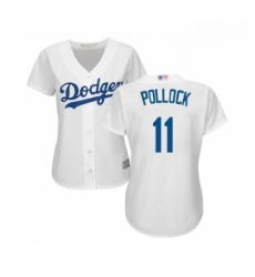 Womens Los Angeles Dodgers 11 A J Pollock Authentic White Home Cool Base Baseball Jersey 