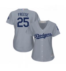 Womens Los Angeles Dodgers 25 David Freese Authentic Grey Road Cool Base Baseball Jersey 