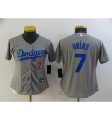 Women's Los Angeles Dodgers #7 Julio Urias Grey Stitched MLB Cool Base Nike Jersey