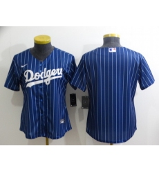 Women's Los Angeles Dodgers Blank Navy Blue Pinstripe Stitched MLB Cool Base Nike Jersey1