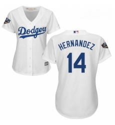 Womens Majestic Los Angeles Dodgers 14 Enrique Hernandez Authentic White Home Cool Base 2018 World Series MLB Jersey