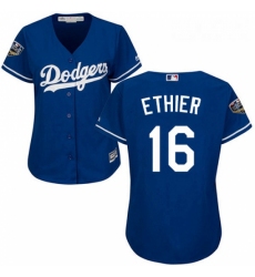 Womens Majestic Los Angeles Dodgers 16 Andre Ethier Authentic Royal Blue 2018 World Series MLB Jersey