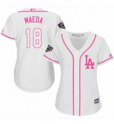 Womens Majestic Los Angeles Dodgers 18 Kenta Maeda Authentic White Fashion Cool Base 2018 World Series MLB Jersey