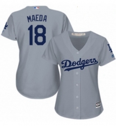 Womens Majestic Los Angeles Dodgers 18 Kenta Maeda Replica Grey Road Cool Base MLB Jersey