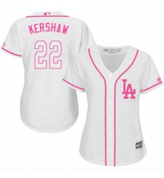Womens Majestic Los Angeles Dodgers 22 Clayton Kershaw Authentic White Fashion Cool Base MLB Jersey