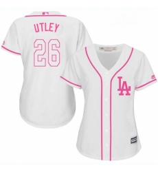 Womens Majestic Los Angeles Dodgers 26 Chase Utley Authentic White Fashion Cool Base MLB Jersey