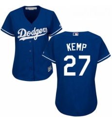 Womens Majestic Los Angeles Dodgers 27 Matt Kemp Authentic Royal Blue Alternate Cool Base MLB Jersey 