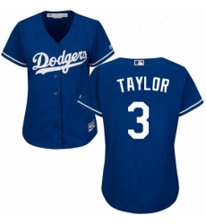 Womens Majestic Los Angeles Dodgers 3 Chris Taylor Replica Royal Blue Alternate Cool Base MLB Jersey 