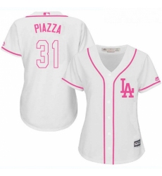 Womens Majestic Los Angeles Dodgers 31 Mike Piazza Authentic White Fashion Cool Base MLB Jersey