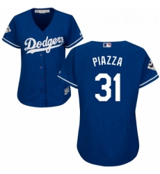 Womens Majestic Los Angeles Dodgers 31 Mike Piazza Replica Royal Blue Alternate 2017 World Series Bound Cool Base MLB Jersey