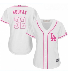 Womens Majestic Los Angeles Dodgers 32 Sandy Koufax Authentic White Fashion Cool Base MLB Jersey