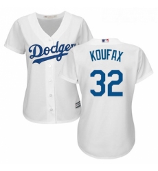 Womens Majestic Los Angeles Dodgers 32 Sandy Koufax Authentic White Home Cool Base MLB Jersey