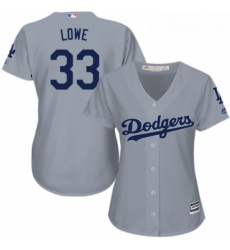 Womens Majestic Los Angeles Dodgers 33 Mark Lowe Authentic Grey Road Cool Base MLB Jersey 