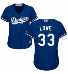 Womens Majestic Los Angeles Dodgers 33 Mark Lowe Authentic Royal Blue Alternate Cool Base MLB Jersey 