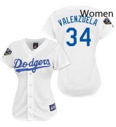 Womens Majestic Los Angeles Dodgers 34 Fernando Valenzuela Authentic White 2018 World Series MLB Jersey