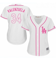 Womens Majestic Los Angeles Dodgers 34 Fernando Valenzuela Authentic White Fashion Cool Base MLB Jersey