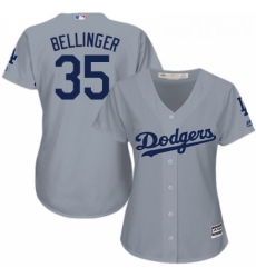 Womens Majestic Los Angeles Dodgers 35 Cody Bellinger Replica Grey Road Cool Base MLB Jersey