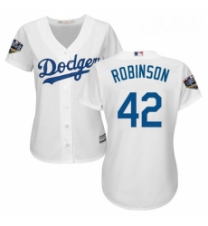 Women's Majestic Los Angeles Dodgers #42 Jackie Robinson Authentic White 2018 World Series MLB Jersey