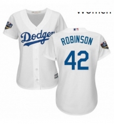 Womens Majestic Los Angeles Dodgers 42 Jackie Robinson Authentic White 2018 World Series MLB Jersey