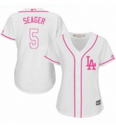 Womens Majestic Los Angeles Dodgers 5 Corey Seager Authentic White Fashion Cool Base MLB Jersey