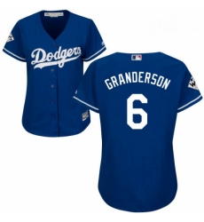 Womens Majestic Los Angeles Dodgers 6 Curtis Granderson Replica Royal Blue Alternate 2017 World Series Bound Cool Base MLB Jersey 