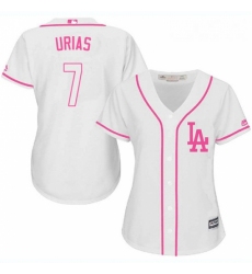 Womens Majestic Los Angeles Dodgers 7 Julio Urias Authentic White Fashion Cool Base MLB Jersey