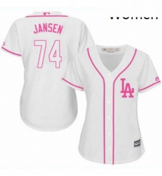 Womens Majestic Los Angeles Dodgers 74 Kenley Jansen Authentic White Fashion Cool Base MLB Jersey