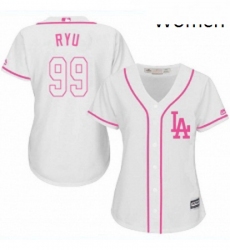 Womens Majestic Los Angeles Dodgers 99 Hyun Jin Ryu Authentic White Fashion Cool Base MLB Jersey