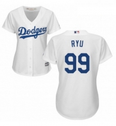 Womens Majestic Los Angeles Dodgers 99 Hyun Jin Ryu Replica White Home Cool Base MLB Jersey