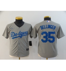 Youth Dodgers 35 Cody Bellinger Gray Youth 2020 Nike Cool Base Jersey