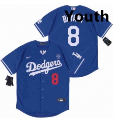 Youth Dodgers 8 Kobe Bryant Blue Cool Base Stitched MLB Jersey