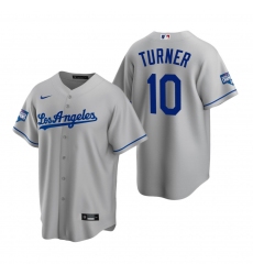 Youth Los Angeles Dodgers 10 Justin Turner Gray 2020 World Series Champions Road Replica Jersey