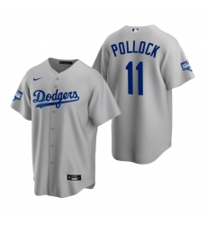 Youth Los Angeles Dodgers 11 A J  Pollock Gray 2020 World Series Champions Replica Jersey