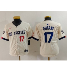 Youth Los Angeles Dodgers 17 Shohei Ohtani Cream Stitched Baseball Jersey 3