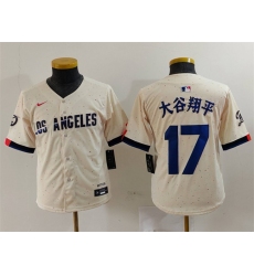 Youth Los Angeles Dodgers 17  Shohei Ohtani Cream Stitched Baseball Jersey