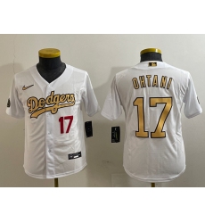 Youth Los Angeles Dodgers 17 Shohei Ohtani White Flex Base Stitched Baseball Jersey 3