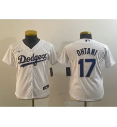 Youth Los Angeles Dodgers 17 Shohei Ohtani White Gold Stitched Jersey