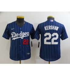 Youth Los Angeles Dodgers 22 Clayton Kershaw Blue Stitched Jersey