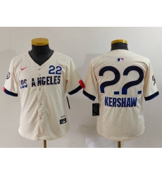 Youth Los Angeles Dodgers 22 Clayton Kershaw Cream Stitched Baseball Jersey 5