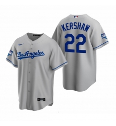 Youth Los Angeles Dodgers 22 Clayton Kershaw Gray 2020 World Series Champions Road Replica Jersey