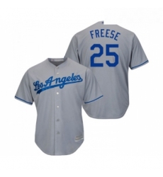 Youth Los Angeles Dodgers 25 David Freese Authentic Grey Road Cool Base Baseball Jersey 