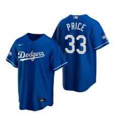Youth Los Angeles Dodgers 33 David Price Royal 2020 World Series Champions Replica Jersey