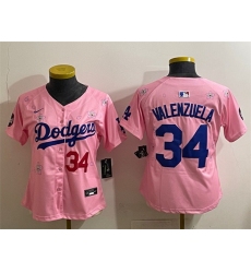 Youth Los Angeles Dodgers 34 Fernando Valenzuela Pink 2025 Tokyo Series Limited Stitched Baseball Jersey