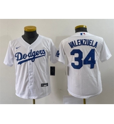 Youth Los Angeles Dodgers 34 Toro Valenzuela White Stitched Baseball Jersey