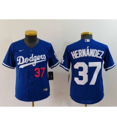 Youth Los Angeles Dodgers 37 Teoscar Hernandez Blue Stitched Baseball Jersey 1